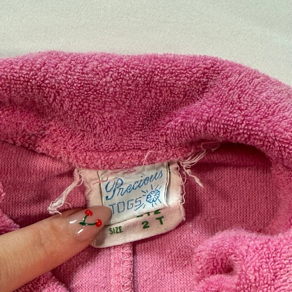vintage 1960s terry cloth romper hot pink color Precious Togs Size 2T - Picture 3 of 6